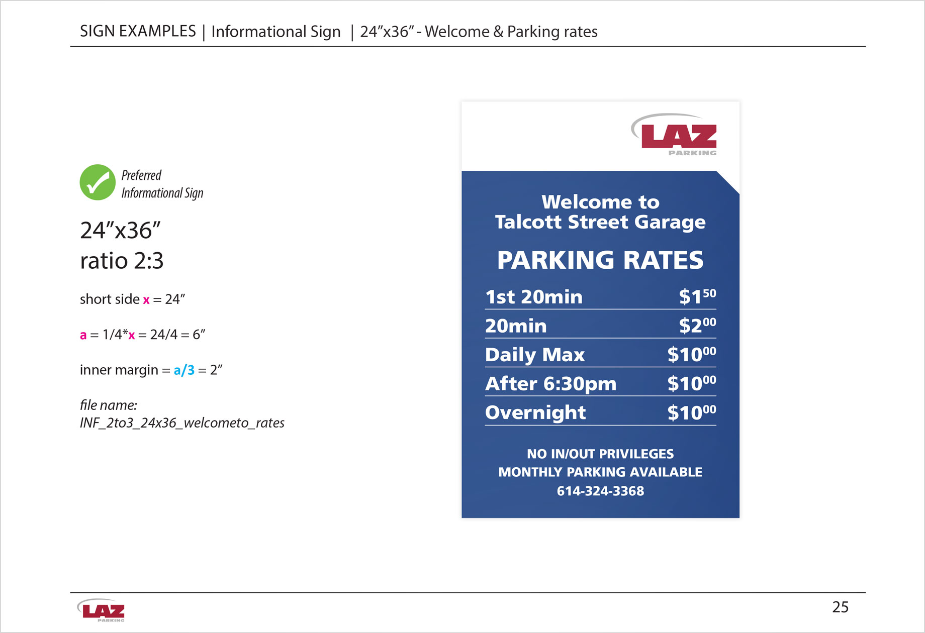 LAZ parking rates